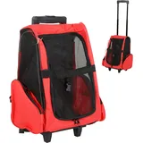 PawHut Hundetrolley Transporttasche Tragetasche für Tiere 2in1 Rucksack und Trolley 35x27x49 cm rot