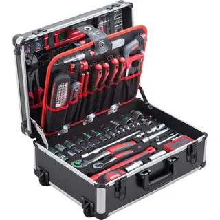Meister Craft Werkzeugtrolley 156-tlg. mit Rollen schwarz/silber