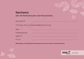 Nachweisbuch Rote Kennzeichen RNK 3117