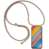 YMCASE Handykette Handyhülle für Samsung Galaxy A12/M12 mit Band - Handy-Kette Handy Hülle mit Kordel zum Umhängen Handyanhänger Halsband Lanyard Case - Transparent Schutzhülle in Rainbow