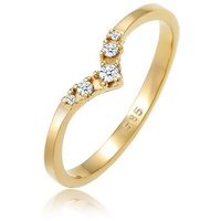 Elli DIAMONDS Verlobungsring V-Form Diamant 0.07 ct 585 Gelbgold Ringe Damen