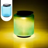 Marrakesch Orient & Mediterran Interior Marrakesch Solarlaternen Solarlampen für außen mit Henkel aus Glas 33cm Groß | Vintage Deko Outdoor Solar LED Laterne Wetterfest Erlin Blau IP65 Wasserdicht als Gartendeko im Garten