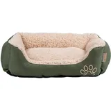 Hundebett Hundekissen Haustierbett Hundekorb Tierbett Hundesofa Olive/Beige 75x60x19 cm