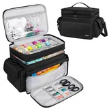 LEFOR·Z Nähzubehör Tasche,Doppellagige Nähtasche,XL Nähkorb für Nähzubehör,Aufbewahrung und Nähwerkzeuge,Nähset Tasche für Anfänger,Reisende,Nähkurse,Schwarz(Nur Tasche)