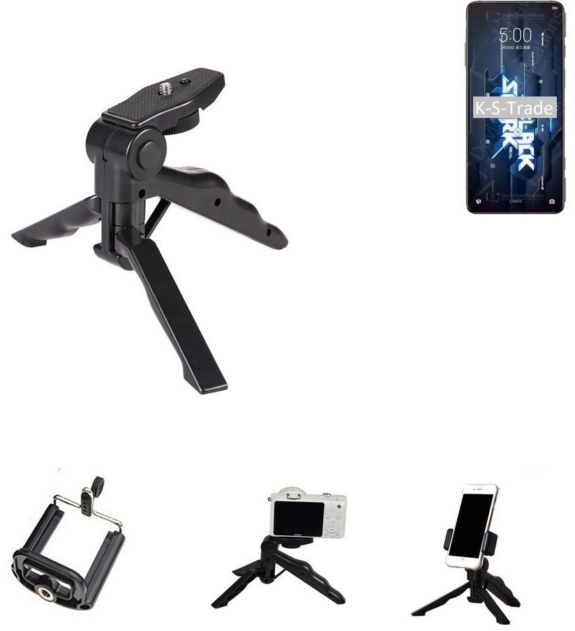 K-S-Trade für Xiaomi Black Shark 5 RS Smartphone-Halterung, (Stativ Tisch-Ständer Dreibein Handy-Stativ Ständer Mini-Stativ) schwarz