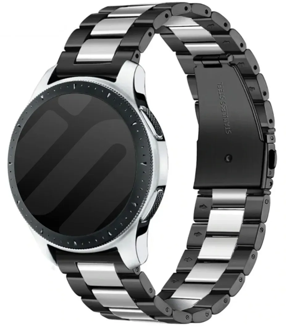 Strap-it Gard Pro Health 4 smartwatch Armband Stahl für Gard Pro Health 4 Smartwatch - Schwarz/silber - Butterfly-Verschluss