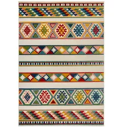 Kadima Design Superweicher, pflegeleichter Outdoor-Teppich mit geometrischem Muster in Multicolor - `Blyde`. 200x290 cm