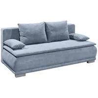 Froschkönig24 LUIGI Schlafsofa mit Bettkasten, Stoffbezug Denim - Klappbares Sofa mit Schlaffunktion und fest vernähtem Schaumtopper - 211 x 93 x 103 cm (B/H/T)