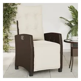 vidaXL Gartensessel mit Fußteil 2 Stk. Verstellbar Braun Poly Rattan