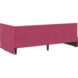 vidaXL Eckbettgestell mit Kopfteil Weinrot 100 cm x 200 cm Samt