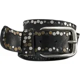 Silbergift Nietengürtel SILBERGIFT, Damen, Gr. 90, schwarz, Rindsleder, unifarben, modisch,klassisch, Gürtel, Üppig mit Multitcolour-Nieten besetzt