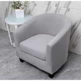 Highdi Sesselschoner Sesselbezug Stretch Sesselüberwurf 2-Teilig Einfarbig Modern Sesselbezug, Elastisch Tub Chair Sesselhussen für Clubsessel Loungesessel Cocktailsessel (Hellgrau)