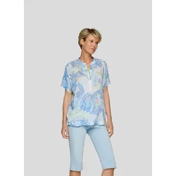 Klassische Bluse RABE "Bluse", Damen, Gr. 40, blau (hellblau), 100%Viskose, gemustert, feminin, gerade, Kurzarm, Blusen