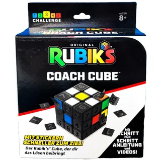 Spin Master Rubik's Cube, Coach Cube, 3x3 Lernwürfel mit Stickern, zum Schritt-für-Schritt-Lösen des Zauberwürfels, umfangreicher Leitfaden in 8 Schritten, für EinsteigerInnen ab 8 Jahren
