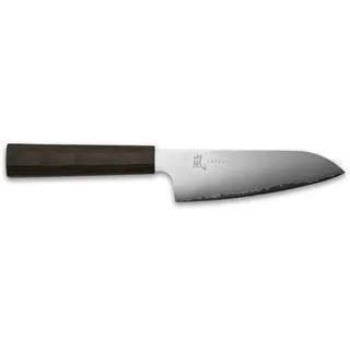 Yaxell HANA Santoku Kochmesser aus Movax-Stahl und Griff aus Pakkaholz in der Farbe Braun, Länge: 12,5 cm, 34812