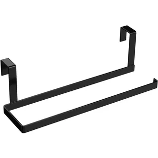 Ipetboom Nail Küchenrollenhalter Schwarz Stabiler Rollenhalter zum Einhängen in Schranktür für Vielseitiger Organizer für Küchenrolle Papierhandtücher und Frischhaltefolie Platzsparend und