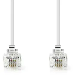 Nedis Telefonkabel - RJ11 Stecker - RJ11 Stecker - 10.0 m - Kabeldesign: Flach - Vergoldet - Kabeltyp: RJ11 - Weiss - Box