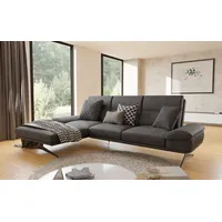 S-Style Möbel Ecksofa Kari mit Ottomane und Hohe schwarze Metall Füße in Samt-Stoff, mit Wellenfederung schwarz