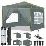 COBIZI Faltpavillon 3x3m Pavillon 3x3 Wasserdicht Stabil Winterfest mit 4 Seitenwände 3.0 Pop Up Pavillon UV-Schutz 50+ Partyzelt Gartenpavillon für Strand Hochzeit Camping, Grau