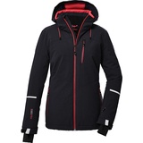 KILLTEC Damen Skijacke/Funktionsjacke mit abzippbarer Kapuze und Schneefang KSW 81 WMN SKI JCKT, schwarz blau, 46, 39746-000