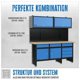 Güde Werkzeugschrank Stahl 171 x 46 x 31 cm schwarz/blau abschließbar