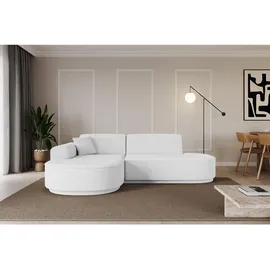 altdecor Ecksofa Ottomane Links MARI-L1-v3 - 243x171x83 cm Weiß Bouclé