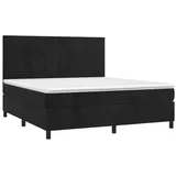 vidaXL Boxspringbett mit Matratze & LED Schwarz 160x200 cm Samt