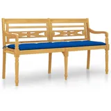 vidaXL Batavia-Bank mit Blauem Kissen 150 cm Massivholz Teak