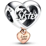 Pandora Love You Sister Herz Charm Silber 782244C00