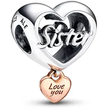 Pandora Love You Sister Herz Charm Silber 782244C00