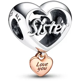 Pandora Love You Sister Herz Charm Silber 782244C00