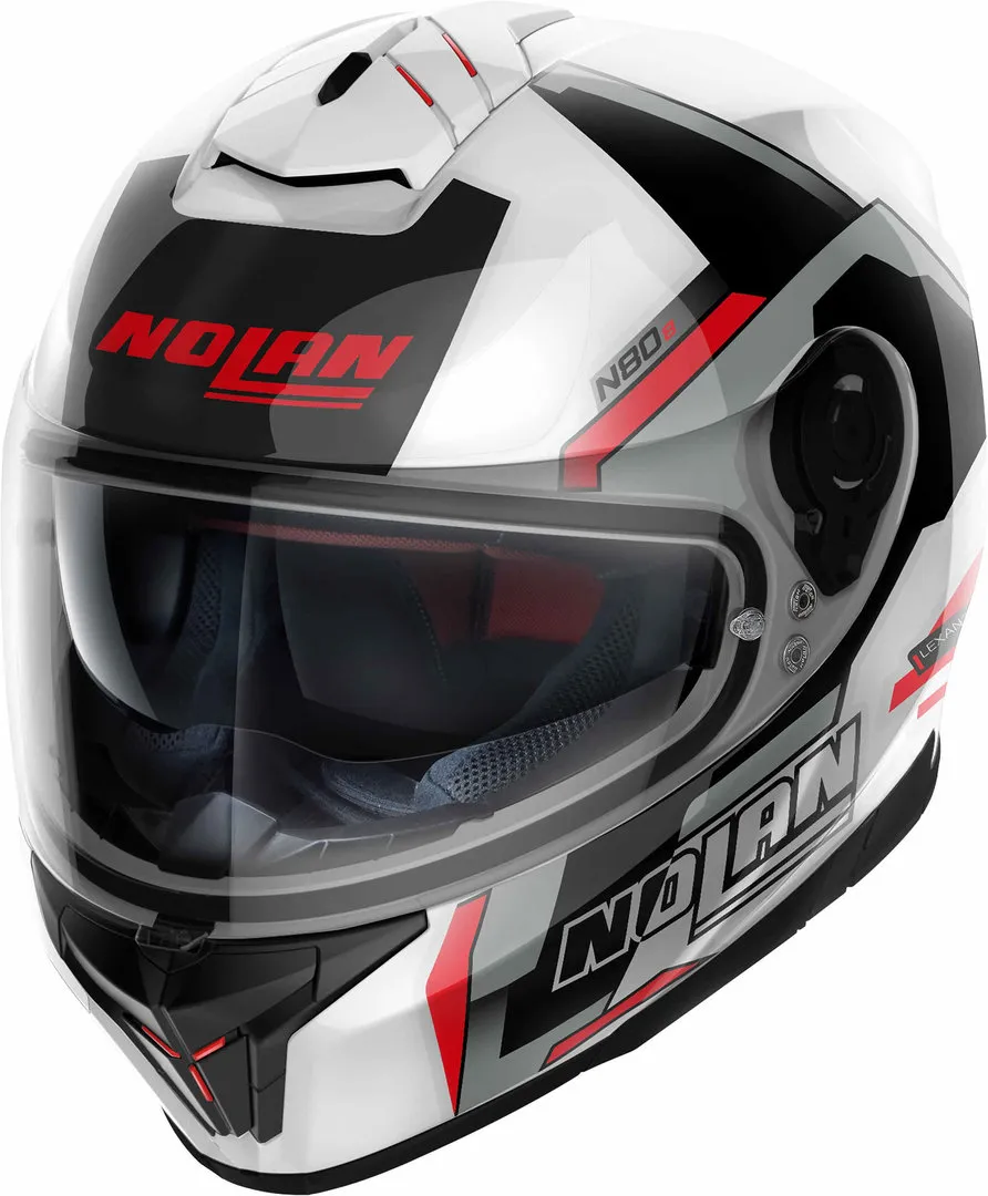 Nolan N80-8 Wanted N-Com Helm, zwart-grijs-wit, M Voorman