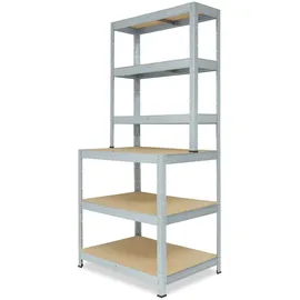 shelfplaza PRO 190x90x60 cm Werkbank Regal in verzinkt mit 6 Böden und 166 kg Traglast pro Boden