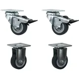 Set 50 mm Apparaterollen Transportrollen Lenkrollen Bockrollen Möbelrollen