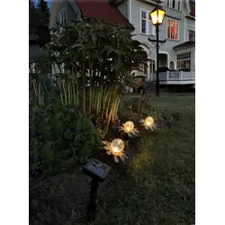 LED-Solar-Dekoration "Lilly", 3 Blumen, gold