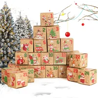 COLOFALLA 24 Stücke Adventskalender zum Befüllen Box 2024 7x7x7cm Weihnachten Geschenkbox Klein Weihnachten Geschenkschachtel Weihnachtskalender zum Basteln Selber Füllen für Kinder Frauen Männer