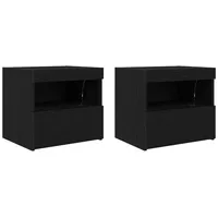 VidaXL Nachttische mit LED-Lichtern 2 Stück Schwarz Eiche 50x40x45