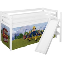 Lilokids Hochbett Bett JELLE mit schräger Rutsche FEUERWEHRMANN SAM LILOKIDS 90x190 weiß