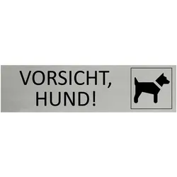 CombiCraft Aluminium Türschild Vorsicht, Hund! 165x45mm mit 3M-Tape