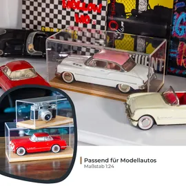 HMF 46871 Acryl Vitrine mit Holzsockel für Modellautos, 24 x 12 x 11 cm