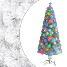 vidaXL Künstlicher Weihnachtsbaum mit Beleuchtung Weiß 210 cm