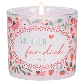 Butzon & Bercker Teelichthalter Von Herzen für dich Glas Rosa