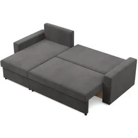 mebligo Ecksofa mit Schlaffunktion, Grau - Grau