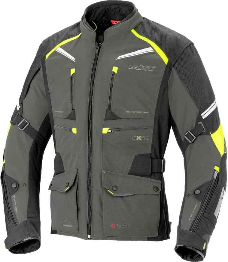 Büse Porto, veste textile imperméable - Gris/Noir/Jaune Néon - 48