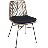 SAM Rattanstuhl Detroit, Farbe Dunkelbraun, Esszimmerstuhl inklusive Sitzkissen, Korbstuhl mit Metallfüßen, Geflechtstuhl/Eisenstuhl im Retro-Design