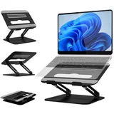 BRAIDOL Laptoptisch Laptoptisch, Laptop Ständer,Höhenverstellba Belüfteter Laptophalter (Notebook Stand Kompatibel für Laptop (11-17.3 Zoll), 1er Set, aus Aluminiumlegierungsmaterial), robust und langlebig,Verstellbare Höhe, faltbarer, leicht zu tragen schwarz