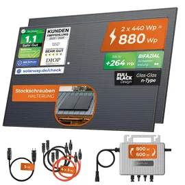 solarway Balkonkraftwerk monokristallin 800 W inkl. EcoFlow Stream 800 W Wechselrichter