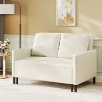2-Sitzer-Schlafsofa aus Cord, modernes Schlafsofa mit Armlehne, Loveseat-Sofa, Massivholzrahmen, L 120–180 cm, Beige