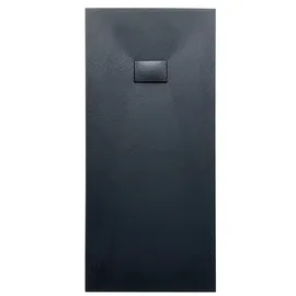 bad land Duschwanne Rechteck Steinoptik, Ablaufgarnitur im SET, Anti-Rutsch, Verbundwerkstoff Schwarz Ø Badland VIDAR 180x90x3,2 SMC