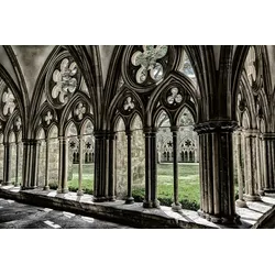 Fototapete PAPERMOON "Mittelalterliche Kathedrale", bunt (mehrfarbig), B:4m L:2,6m, Vlies, Tapeten